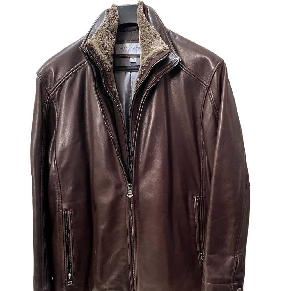 Marc New York chocolate brown leather jacket.